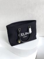 CELINE horizontal printed canvas and calfskin handbag Black Size: 44*32*16cm - 图片 7