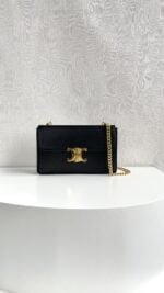 CELINE Arc de Triomphe Black with Chain 8067 size: 22 X 13.5 X 6cm