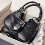 Prada leather Underarm bag black 1BA381 size: 22.5cm