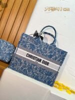 Dior book tote bag blue with small wallet size 41cm