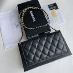 Chanel chain crossbody bag Cowhide with diamond lattice caviar gold hardware black A50076 size: 18*10.5*3.5cm - 图片 4