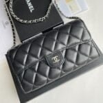 Chanel chain crossbody bag Cowhide with diamond lattice sliver hardware black A50076 size: 18*10.5*3.5cm - 图片 6