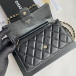 Chanel chain crossbody bag Cowhide with diamond lattice gold hardware black A50076 size: 18*10.5*3.5cm - 图片 5