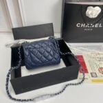 Chanel cf Square Fat 1115 sheepskin leather blue size: 18*14*7cm - 图片 4