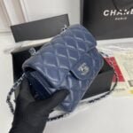 Chanel cf Square Fat 1115 sheepskin leather blue size: 18*14*7cm - 图片 8