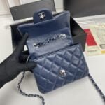 Chanel cf Square Fat 1115 sheepskin leather blue size: 18*14*7cm - 图片 9