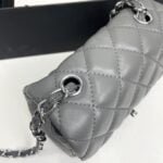 Chanel cf Square Fat 1115 sheepskin leather grey size: 18*14*7cm - 图片 6