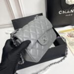 Chanel cf Square Fat 1115 sheepskin leather grey size: 18*14*7cm - 图片 3