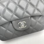 Chanel cf Square Fat 1115 sheepskin leather grey size: 18*14*7cm - 图片 7