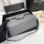 Chanel cf Square Fat 1115 sheepskin leather grey size: 18*14*7cm - 图片 8