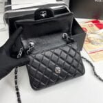 Chanel cf Square Fat 1115 sheepskin leather black size: 18*14*7cm - 图片 7