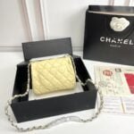 Chanel cf Square Fat 1115 sheepskin leather yellow size: 18*14*7cm - 图片 4