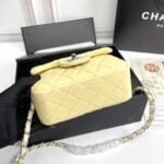 Chanel cf Square Fat 1115 sheepskin leather yellow size: 18*14*7cm - 图片 6