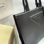 ???????????????????? cowhide Saffiano tote bag with leather strap black 1BA270 size: 33*25*11cm - 图片 3
