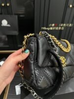 Chanel sheepskin embroidery argyle black Crossbody handbag 1160 size:26cm - 图片 7