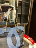 Chanel ramie cotton denim shopping bag beach bag size: 33* 32cm - 图片 7