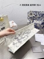 Dior 3D follower Embossed original cloth book tote bag white size: 42cm /36cm /26cm - 图片 5