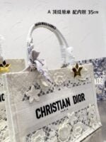 Dior 3D follower Embossed original cloth book tote bag white size: 42cm /36cm /26cm - 图片 2