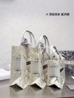 Dior 3D follower Embossed original cloth book tote bag white size: 42cm /36cm /26cm - 图片 7