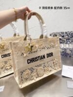 Dior 3D follower embossed jacquard book tote bag cream white size: 42cm /36cm /26cm - 图片 8