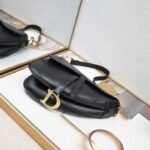 Dior saddle leather Plain ribbon with wide shoulder strap black 1033 size: 25.5 * 20 * 6.5 cm - 图片 3
