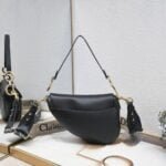 Dior saddle leather Plain ribbon with wide shoulder strap black 1033 size: 25.5 * 20 * 6.5 cm - 图片 8