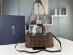 Dior satin diamond-encrusted Princess Diana bag brown 2320 size: 26*13*6cm - 图片 2