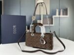 Dior satin diamond-encrusted Princess Diana bag brown 2320 size: 26*13*6cm - 图片 7