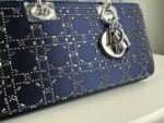 Dior satin diamond-encrusted Princess Diana bag blue 2320 size: 26*13*6cm - 图片 7
