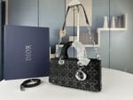 Dior satin diamond-encrusted Princess Diana bag black with white 2320 size: 26*13*6cm - 图片 5