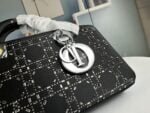 Dior satin diamond-encrusted Princess Diana bag black with white 2320 size: 26*13*6cm - 图片 7