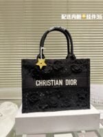 Dior 3D follower embossed jacquard book tote bag black size: 42cm /36cm /26cm