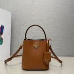 Prada Panier Plain cowhide Bucket bag brown size: 15*16*9.5cm
