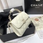 Chanel Black Horse Kelly Lichee cowhide long handle bag 9100 white size:19*10*4.5cm - 图片 7