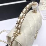 Chanel Black Horse Kelly Lichee cowhide long handle bag 9100 white size:19*10*4.5cm - 图片 8