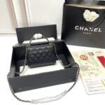 Chanel Black Horse Kelly Lichee cowhide long handle bag 9100 black size:19*10*4.5cm - 图片 4