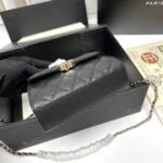 Chanel Black Horse Kelly Lichee cowhide long handle bag 9100 black size:19*10*4.5cm - 图片 7
