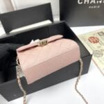Chanel Black Horse Kelly Lichee cowhide long handle bag 9100 pink size:19*10*4.5cm - 图片 4