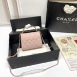 Chanel Black Horse Kelly Lichee cowhide long handle bag 9100 pink size:19*10*4.5cm - 图片 3