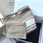 CELINE Mini jacquard stripe fabric cow leather bucket bag with little wallet Size:23*25*23CM - 图片 3