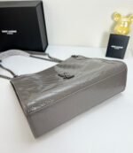 YSL NIKI Wrinkled retro oil wax skin Shoulder and backbody tote bag grey 577999 size: 33*27*11.5 cm - 图片 8