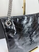 YSL NIKI Wrinkled retro oil wax skin Shoulder and backbody tote bag black 577999 size: 33*27*11.5 cm - 图片 8