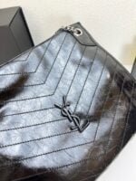 YSL NIKI Wrinkled retro oil wax skin Shoulder and backbody tote bag black 577999 size: 33*27*11.5 cm - 图片 2