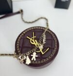 YSL round bun bag with chain strap Wine red size: 17cm - 图片 3