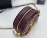 YSL round bun bag with chain strap Wine red size: 17cm - 图片 5