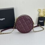 YSL round bun bag with chain strap Wine red size: 17cm - 图片 6