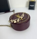 YSL round bun bag with chain strap Wine red size: 17cm - 图片 7