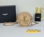 YSL round bun bag with chain strap apricot size: 17cm
