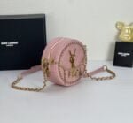 YSL round bun bag with chain strap pink size: 17cm - 图片 8