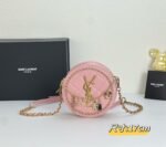 YSL round bun bag with chain strap pink size: 17cm